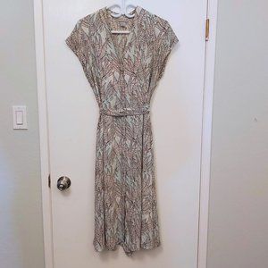 H&M Sky Blue Floral Button Up Shirt Dress with Capped Sleeves